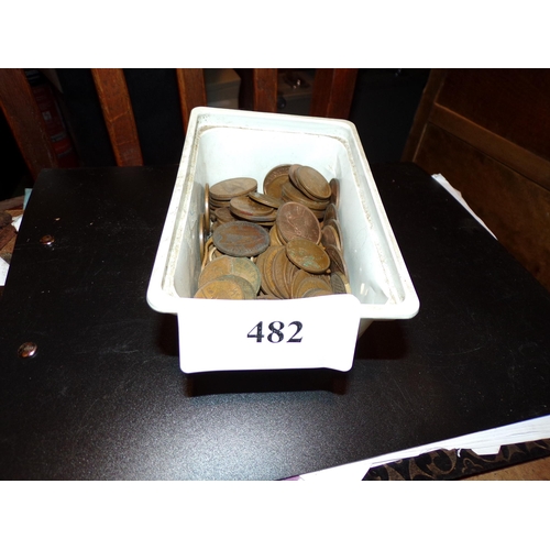 482 - TUB OF IRISH PENNIES ETC.