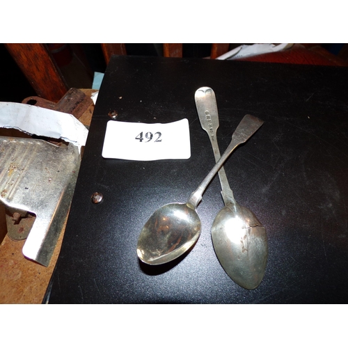 492 - DUBLIN & EDINBOROUGH SILVER TEA SPOON