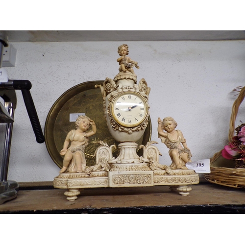 105 - CHERUB MANTEL CLOCK