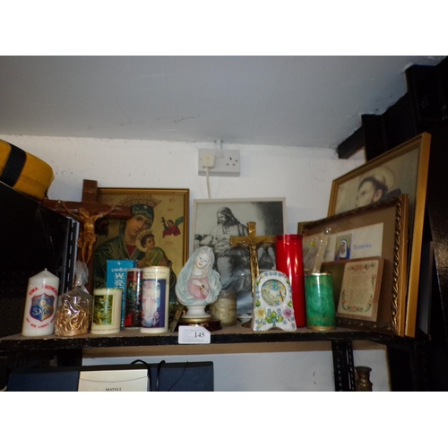 145 - SHELF - RELIGIOUS ITEMS