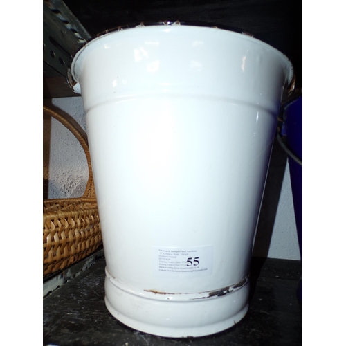 55 - WHITE ENAMEL BUCKET 19 50;S