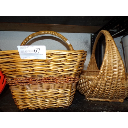 67 - 2 RETRO WICKER BASKETS