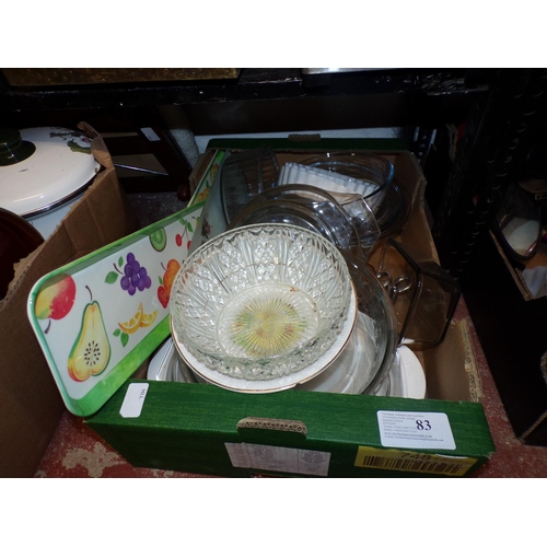 83 - BOX - PYREX DISHES ETC.