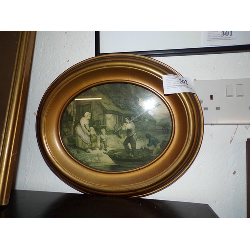 302 - OVAL FRAMED 18th C. SCENE