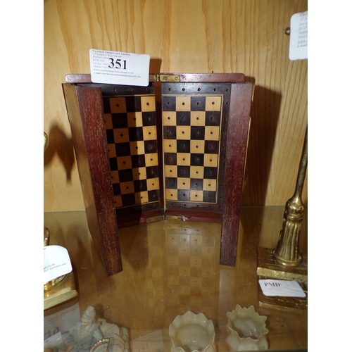 351 - ANTIQUE TRAVELLING CHESS CASE