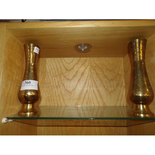 360 - PAIR ETCHED BRASS VASES