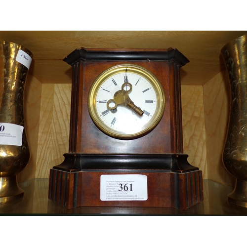 361 - OAK FRAMED MANTEL CLOCK (BOND'S HOTEL, LONDONDERRY)