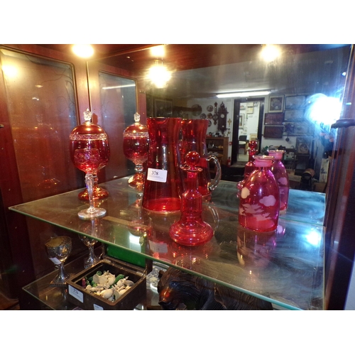 378 - SHELF - RUBY & OTHER RED GLASS