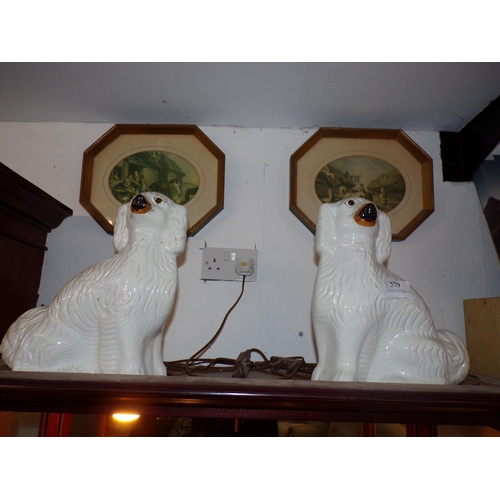 379 - PAIR STAFFORDSHIRE MANTEL DOGS