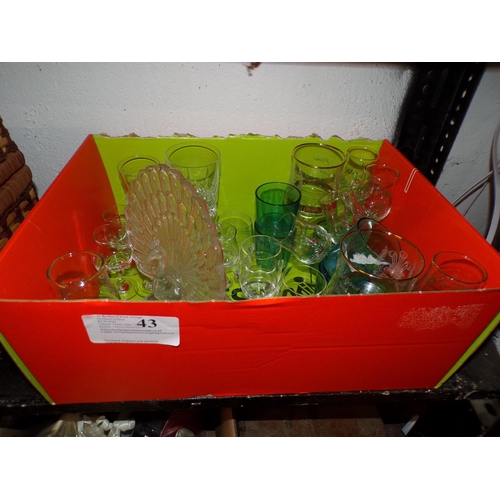 43 - BOX - ASSORTED GLASSWARE