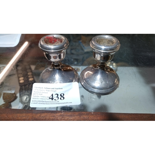 438 - PAIR BIRMINGHAM 1949 SILVER CANDLESTICKS (APROX 150g)