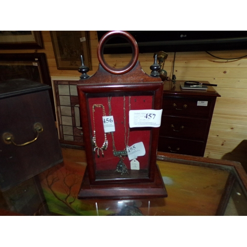 457 - WATCH DISPLAY CASE IN MAHOGANY (POCKET WATCH NOT INCLUDED)