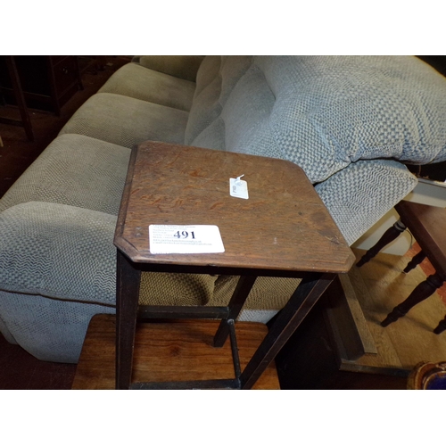 491 - OAK OCC. TABLE WITH CANTED CORNER LEGS