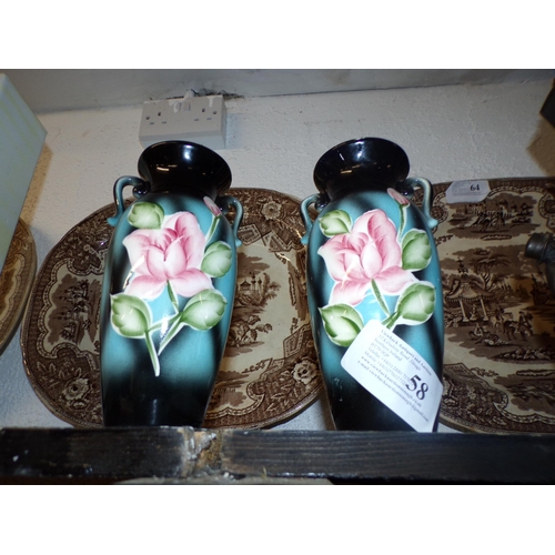 58 - PAIR FLORAL VASES