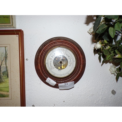 23 - OAK CASED BAROMETER