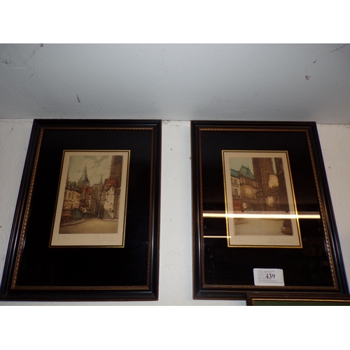 439 - PAIR OF COLOURED ENGRAVINGS SIGNED