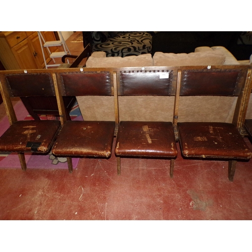 576 - EARLY 20th C. FOLDING SEATS FROM GOSPEL HALL (BANK OF 4)