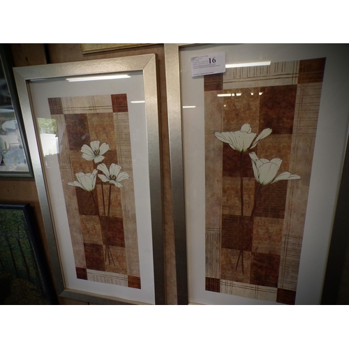 16 - PAIR OF MODERNIST FLORAL PICTURES