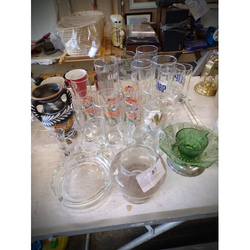 87 - ALL GLASSWARE ON TABLE