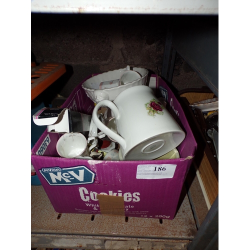 186 - BOX - ASSORTED CERAMICS