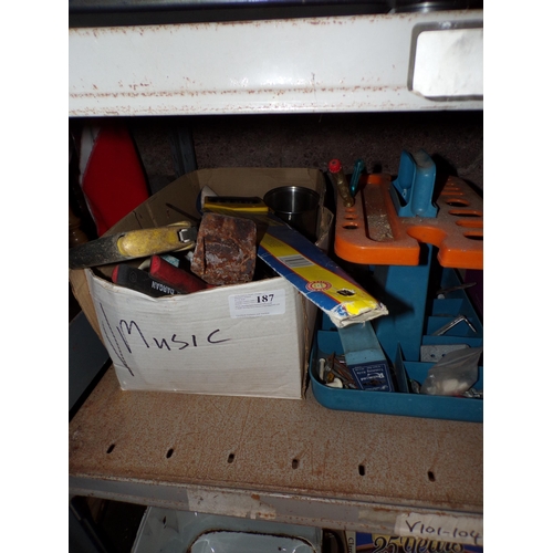 187 - BOX & TRAY - ASSORTED TOOLS ETC.