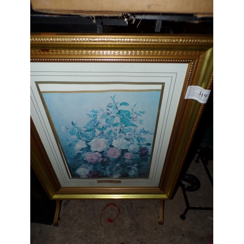 319 - FLORAL& GILT FIRESCREEN