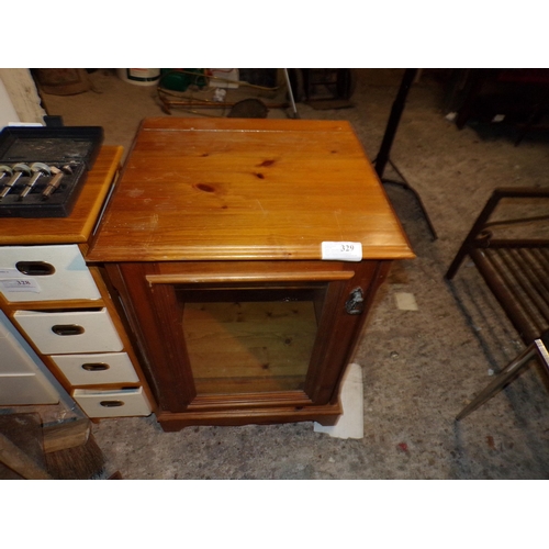 329 - PINE, GLASS DOOR CABINET