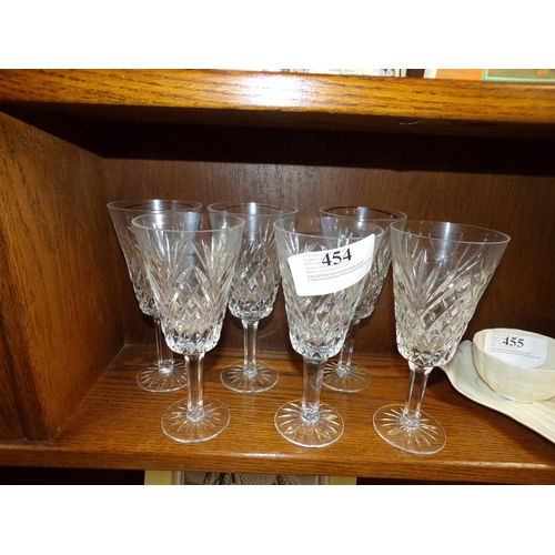 454 - 6 TYRONE CRYSTAL WINE GLASSES