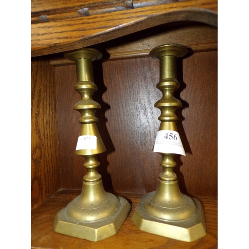 456 - PAIR VIC. BRASS CANDLESTICKS