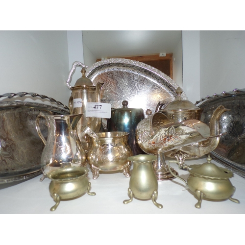 477 - SHELF - ALL SILVER PLATED ITEMS