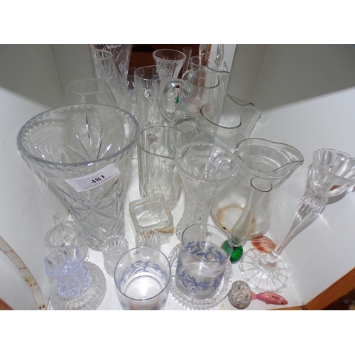 481 - SHELF - GLASSWARE ETC.