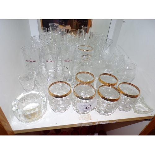 483 - SHELF - GOLD RIMMED GLASSES & ADVERTISING GLASSES