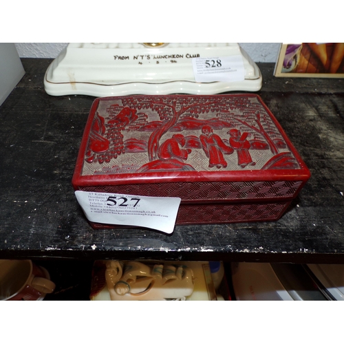 527 - CINNABAR LACQUERED TRINKET BOX