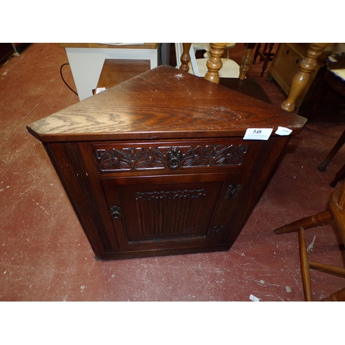 548 - OLD CHARM LINEN FOLD OAK CORNER CUPBOARD