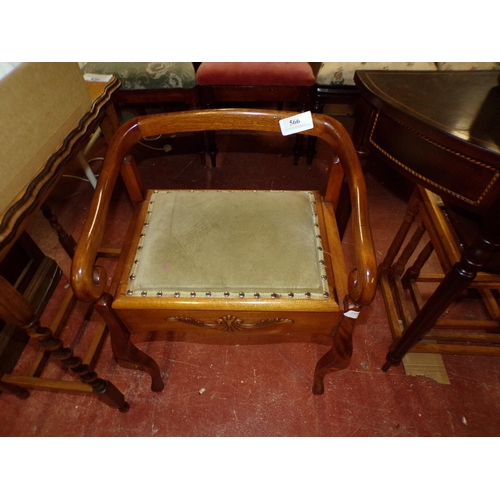 566 - UNUSUAL LOW BACKED DRESSING TABLE STOOL