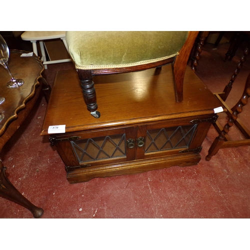 570 - OLD CHARM TV CABINET WITH GLAZED DOORS