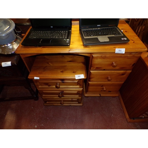 584 - PINE KNEEHOLE DRESSING TABLE