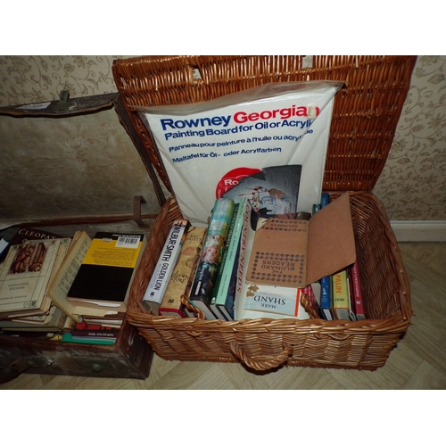 127 - PICNIC BASKET - ASSORTED BOOKS