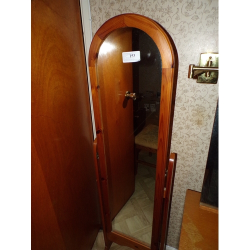 153 - PINE FRAMED CHEVAL MIRROR 57