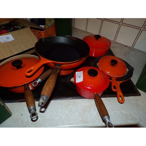 51 - ALL ORIGINAL 1970's LE CREUSET PANS & POTS