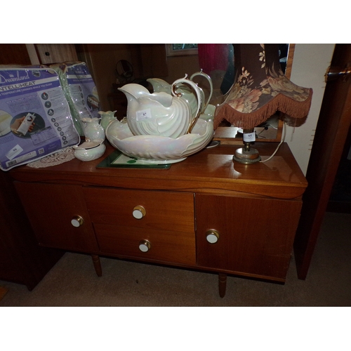 98 - 1970s MIRRORED DRESSING TABLE WARDROBE & BEDSIDE CABINET HEADBAORD