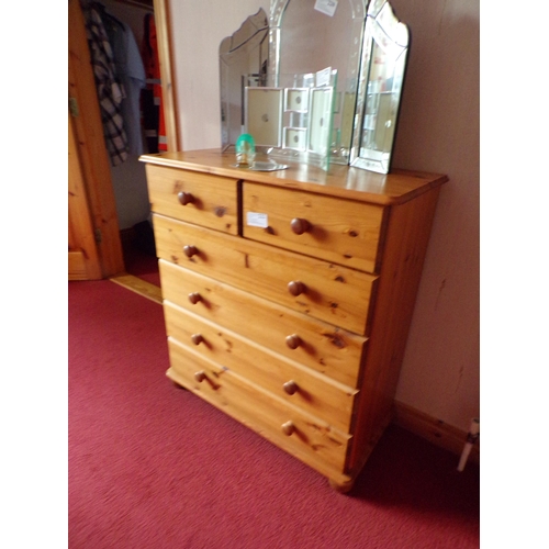 222 - 2 OVER 4 PINE CHEST OF DRAWERS