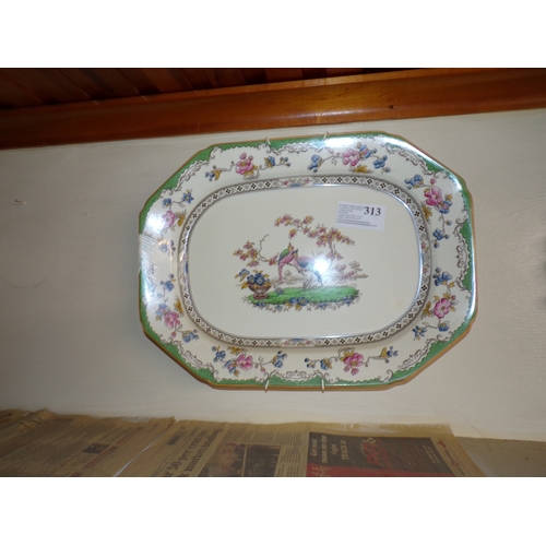 313 - LARGE SPODE PLATTER (EXOTIC BIRDS)