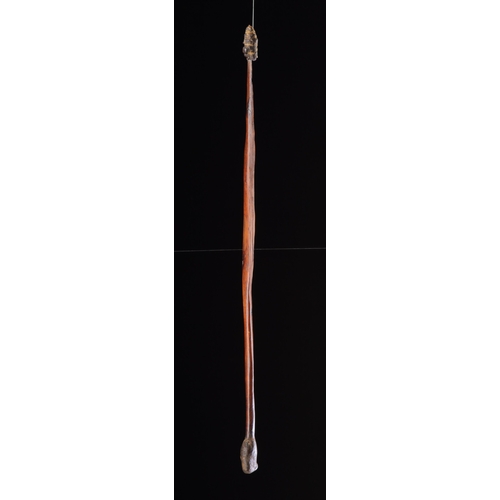 603 - AN ABORIGINAL SPEAR THROWER AUSTRALIA, 19TH CENTURY Wood, gum, tooth or claw, modern stand thrower 6... 