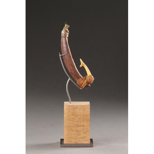 624 - Y A MĀORI FISHING LURE/HOOK NEW ZEALAND 19TH CENTURY Wood, abalone shell, bone and twine, modern bas... 