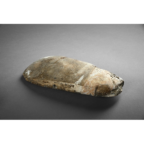 662 - A COLLECTION OF STONE TOOLS TO INCLUDE: Large flint axe head, possibly Neolithic, 20.5cm long Black ... 