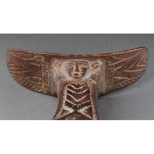 669 - A RARE AND FINELY CARVED EGYPTIAN WOODEN HEADREST RAMESSID PERIOD / 13TH-12TH CENTURY B.C With a car... 