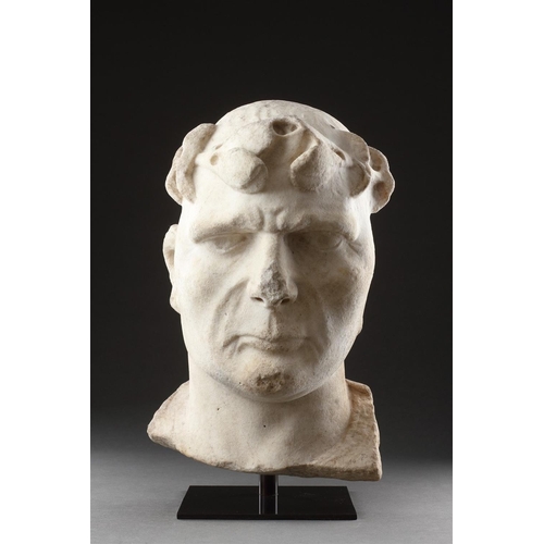 673 - AN OVER LIFE-SIZE ROMAN MALE PORTRAIT HEAD OF CONSTANTINE THE GREAT (C.272 - 337) EARLY 4TH CENTURY ... 