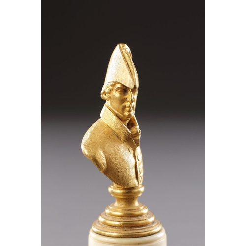 682 - A MINIATURE REGENCY ORMOLU BRONZE BUST OF THE DUKE OF WELLINGTON (1769 - 1852) EARLY 19TH CENTURY bu... 