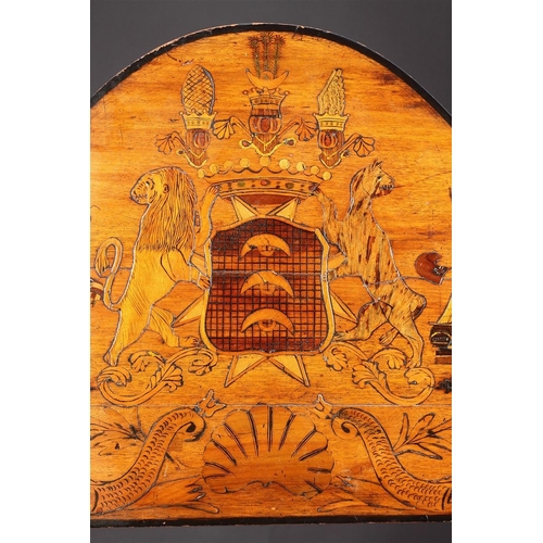 689 - Y AN INTERESTING STERN BOARD FROM A DIPLOMATIC AUSTRIAN SHIP'S DINGHY LATE 18TH CENTURY Carved of Ho... 